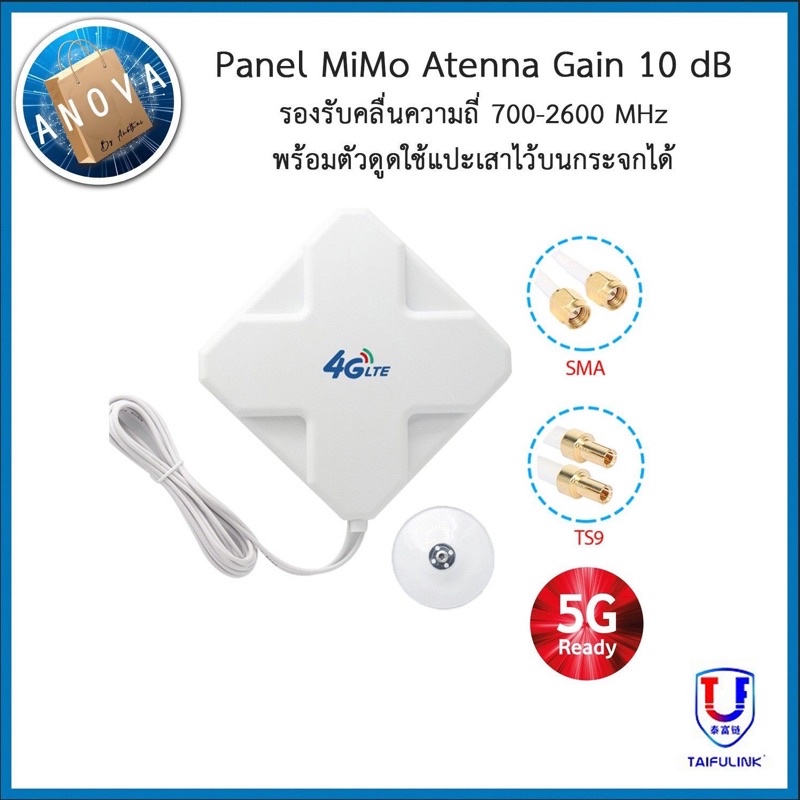 เสาอากาศ 4G 5G Panel MiMo Antenna gain จริง 10 db สำหรับ aircard router แอร์การ์ด เราเตอร์ใส่ซิม SMA