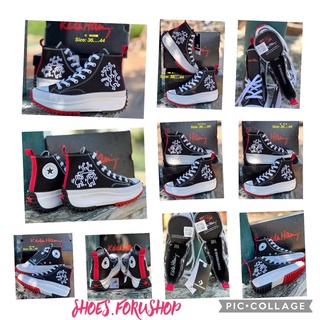 Converse Run Star x Keith Haring สี ดำ/ขาว/แดง แบบหุ้มข้อ พร้อมส่ง 36-44 แถมกล่อง สินค้าถ่ายจากงานจริง