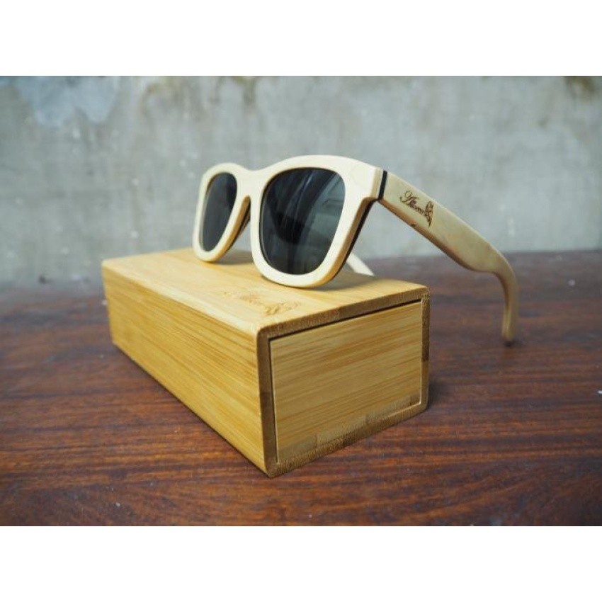 Allocco แว่นกันแดดไม้สเก็ตบอร์ด skateboard wood sunglasses รุ่น NeoClassic White
