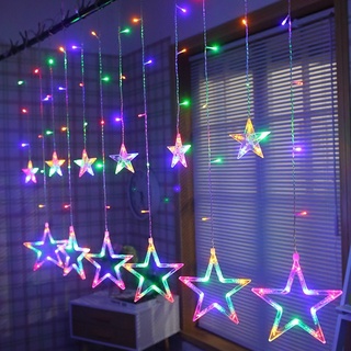 138LED 4M Star String Fairy ไฟ 8 รูปแบบผ้าม่านหน้าต่างห้องนอนคริสต์มาสงานแต่งงานตกแต่ง Lights