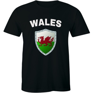 เสื้อยืดลําลอง แขนสั้น พิมพ์ลายธงชาติฟุตบอล Wales สวมใส่สบาย เหมาะกับฤดูร้อน