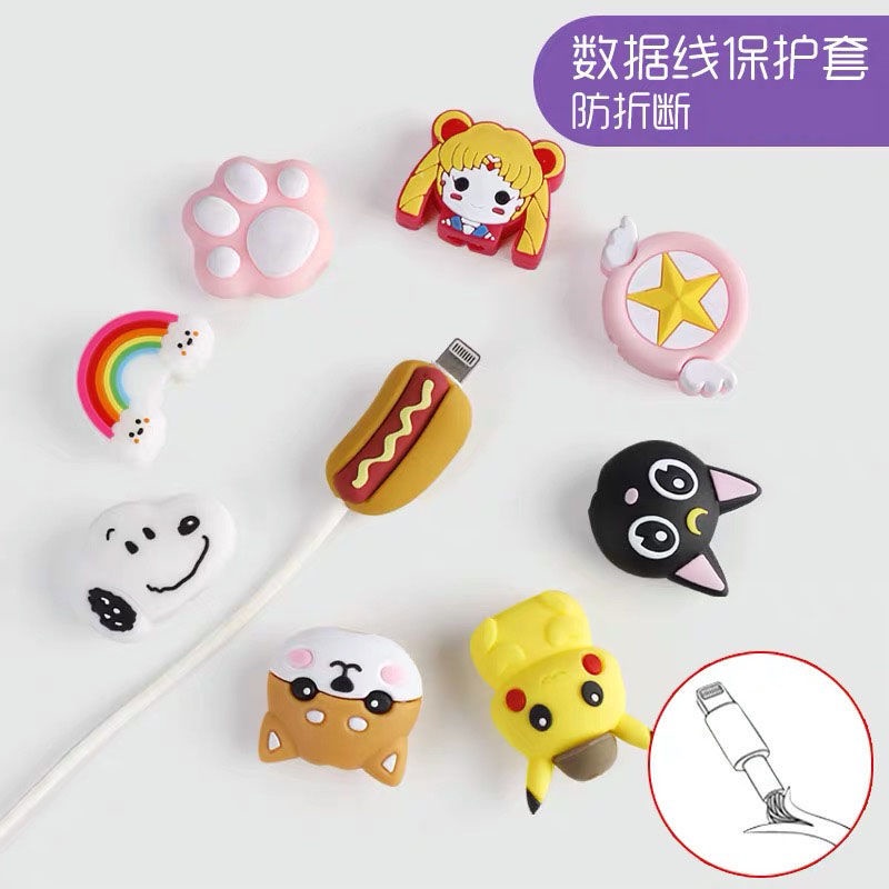 【Stock Ready】อุปกรณ์ป้องกันสาย Usb ลายการ์ตูนแฮมเบอร์เกอร์สําหรับโทรศัพท์มือถือ