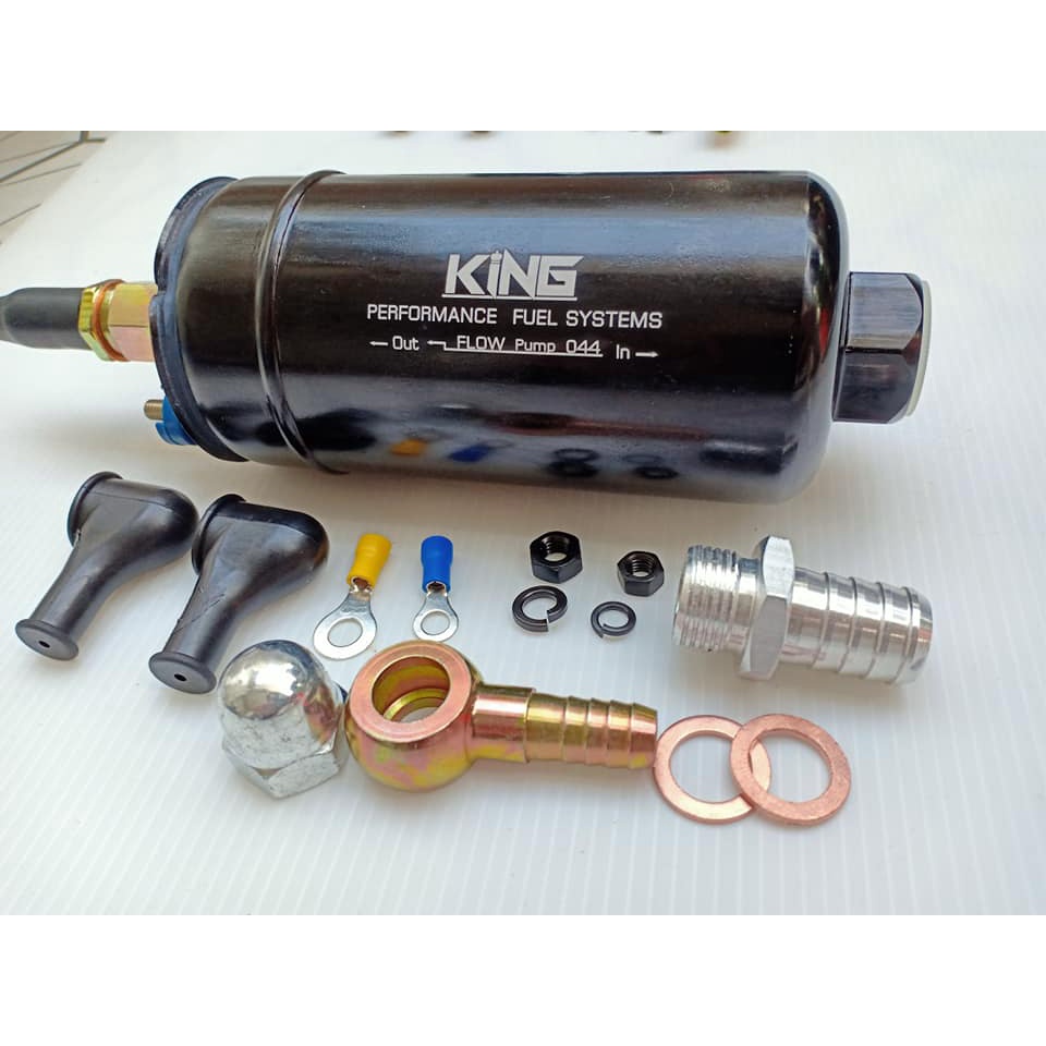 ปั๊มติ๊กนอกถัง ปั้มติ๊ก 044 KING ลูกใหญ่ แรงดัน 6 BAR 12V อย่างดี (ยี่ห้อ KING ) คุณภาพสูง ทนทาน อายุการใช้งานยาวนาน