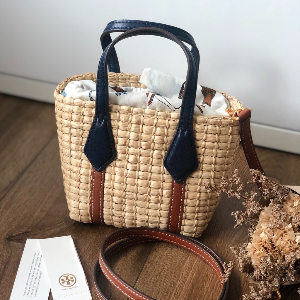 TORY BURCH PERRY STRAW NANO TOTE | Shopee Thailand