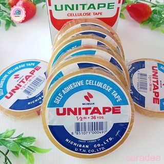 เทปใส UNI TAPE ขนาด 1/2 นิ้ว x 36 หลา (ขายยกกล่อง)