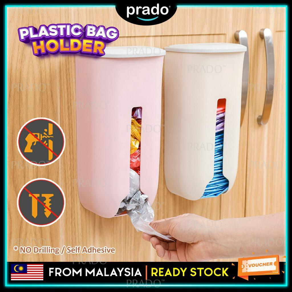 PRADO Wall Mounted Plastic Grocery Trash Bag Dispenser Kitchen