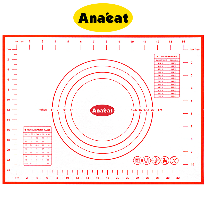ANAEAT 1 ชิ้นซิลิโคนเบเกอรี่ Mat Pastry Rolling นวด Mat ครัวพิซซ่าแป้ง Nonstick Pastry Mat