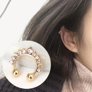 ต่างหูเจาะหูจมูกคลิปรูปตัวยูรูปมงกุฎ rhinestone