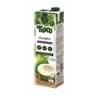 TIPCO น้ำมะพร้าว 100% Coconut water ขนาด 1000 มล. x 12 กล่อง ยกลัง (1ลัง/12กล่อง)