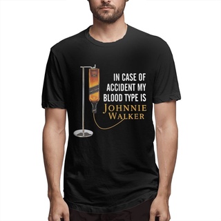 เสื้อผ้าผชเสื้อยืดแขนสั้นลําลอง พิมพ์ลาย LLM In Case Of Accident My Blood Type Is Johnnie Walker คุณภาพสูง พลัสไซซ์ แฟชั