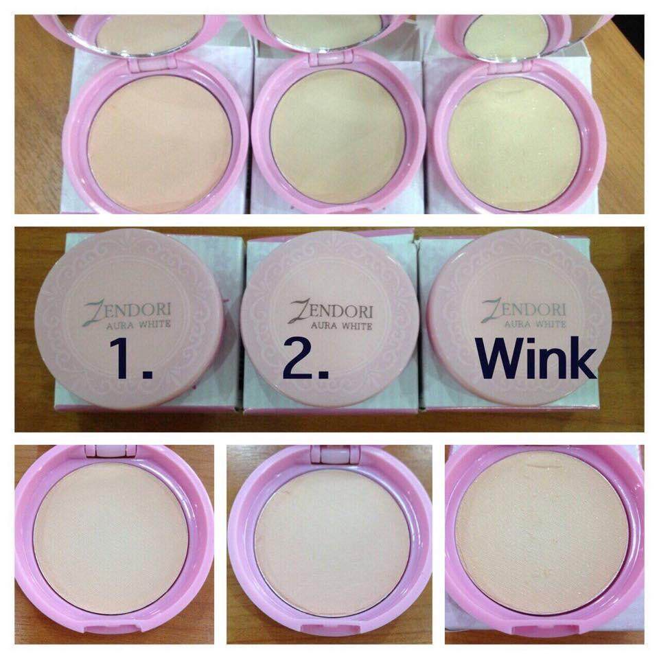 แป้งพัฟเซนโดริ Zendori Aura white Foundation Powder สำหรับคนที่มีผิวขาว