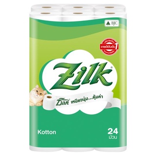 Zilk ซิลค์ คอตตอน กระดาษทิชชูม้วน หนา 2 ชั้น 24 ม้วน กระดาษชำระ ความยาวรวม 360 เมตร (ม้วนละ 15 เมตร)