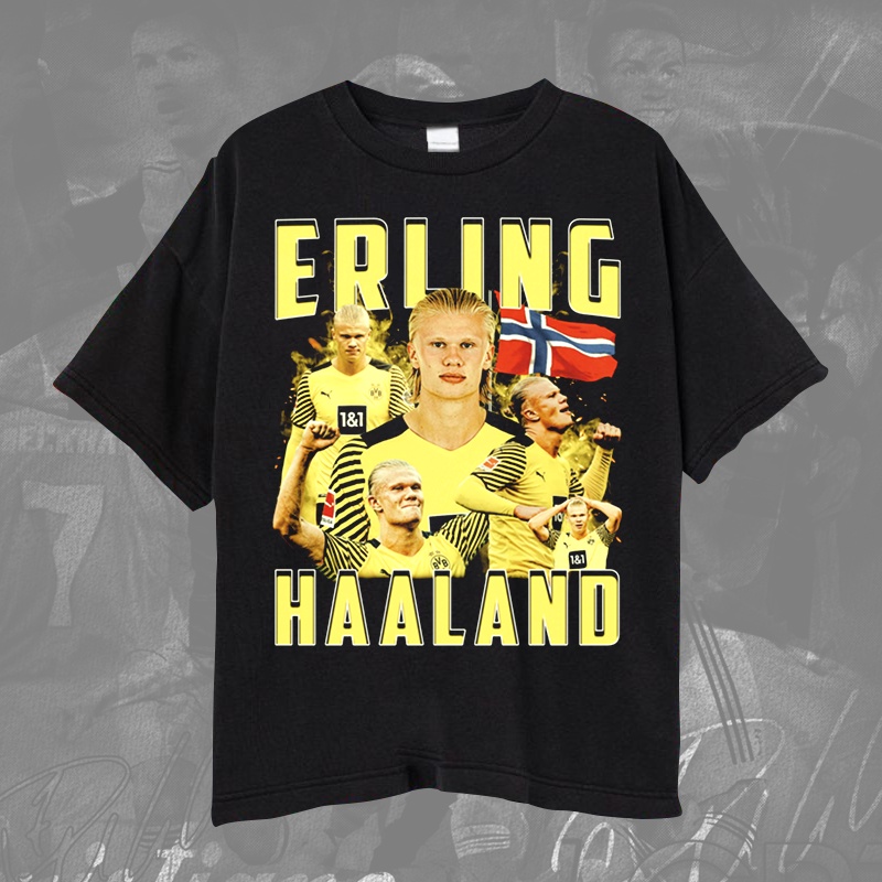 Norwegia Erling Haaland Vintage Wash Erling Haaland Borussia Dortmund เสื้อยืด Unisex