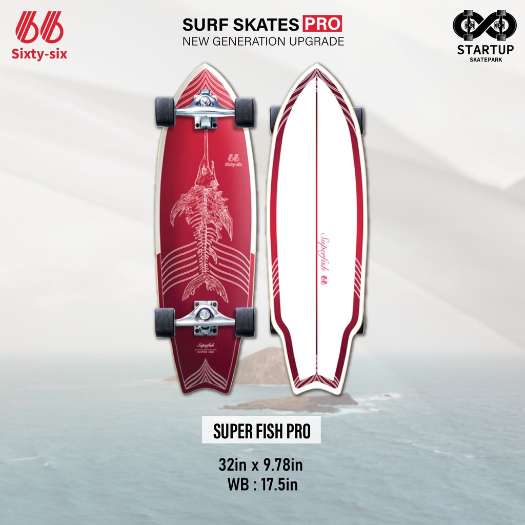 Sixty-Six Surfskate Red Snap Super Fish Pro 32" (P-TEX) New Model 2021
