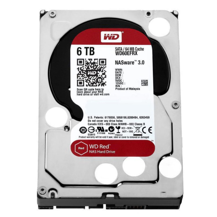 WD HDD (ฮาร์ดดิสก์แนส) 6 TB RED 5400RPM SATA3 ( WD60EFRX )