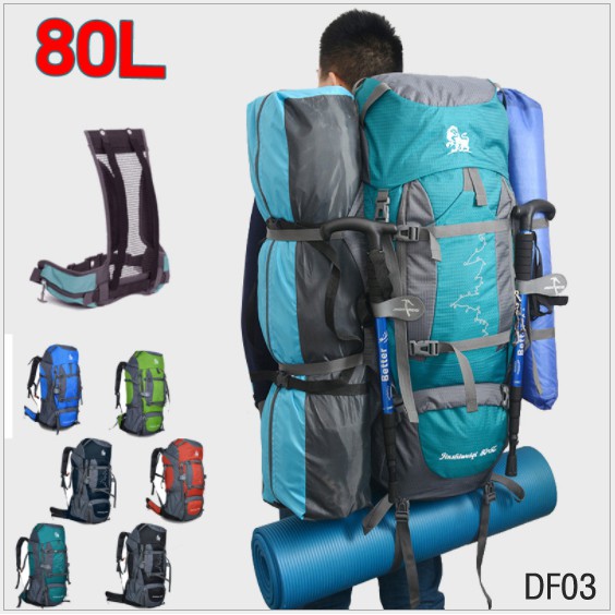 DF03 ขนาด 80+5 L (เสริมโครง)  รับน้ำหนัก ทนทาน คุณภาพเกรดพรีเมี่ยม เป้สะพายหลังขนาดใหญ่ เดินทาง 7-10 วัน คุ้มค่าที่สุด