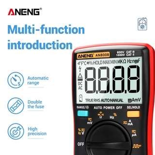 Aneng An8008 มัลติมิเตอร์ดิจิตอล 9999 Counts True-Rms สําหรับวัดแรงดันไฟฟ้า Ac Dc แรงดันไฟฟ้า Ammeter Current Ohm