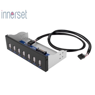 [innerset] ฮับ USB 2.0 9 Pin เป็น 7 พอร์ต 5.25 นิ้ว CD-ROM Drive Bay CD ROM แผงด้านหน้า