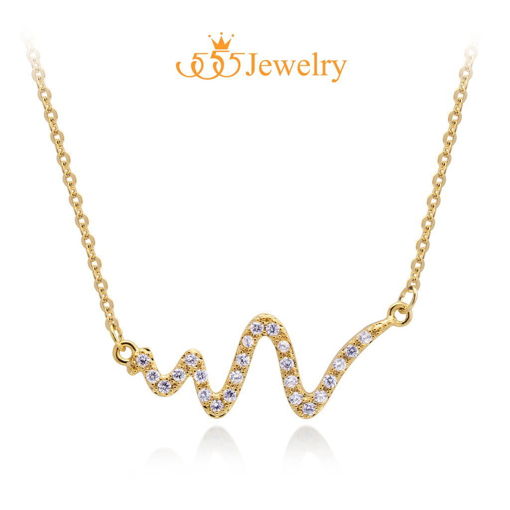 555jewelry จี้พร้อมสร้อย ดีไซน์สวย ประดับเพชร CZ รุ่น MNC-BN011 - จี้ห้อยคอ จี้สร้อยคอ จี้สร้อยคอแฟช