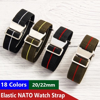 Nato สายนาฬิกาข้อมือไนล่อน ผ้าแคนวาส ยืดหยุ่น สไตล์ฝรั่งเศส 60s 20 มม. 22 มม. สําหรับผู้ชาย ผู้หญิง