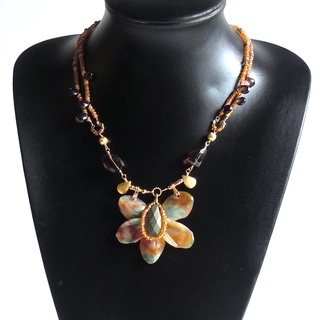 สร้อยคอ Moss Agate Flower Necklace Handmade Artisan Jewelry