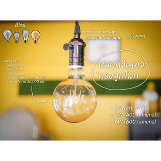 หลอดไฟไส้เอดิสัน Incandescent Edison Vintage พร้อมขั้วE27 สไตล์แอนทีค สำหรับท่านที่ชื่นชอบความคลาสสิคของหลอดไส้