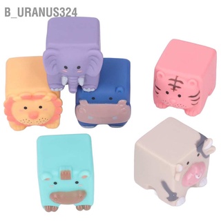 B_uranus324 6PCS Baby Blocks Soft Silicone Educational Squeeze Play with Animals Shapes Texture for Babies Toddlers 6 Months and Up