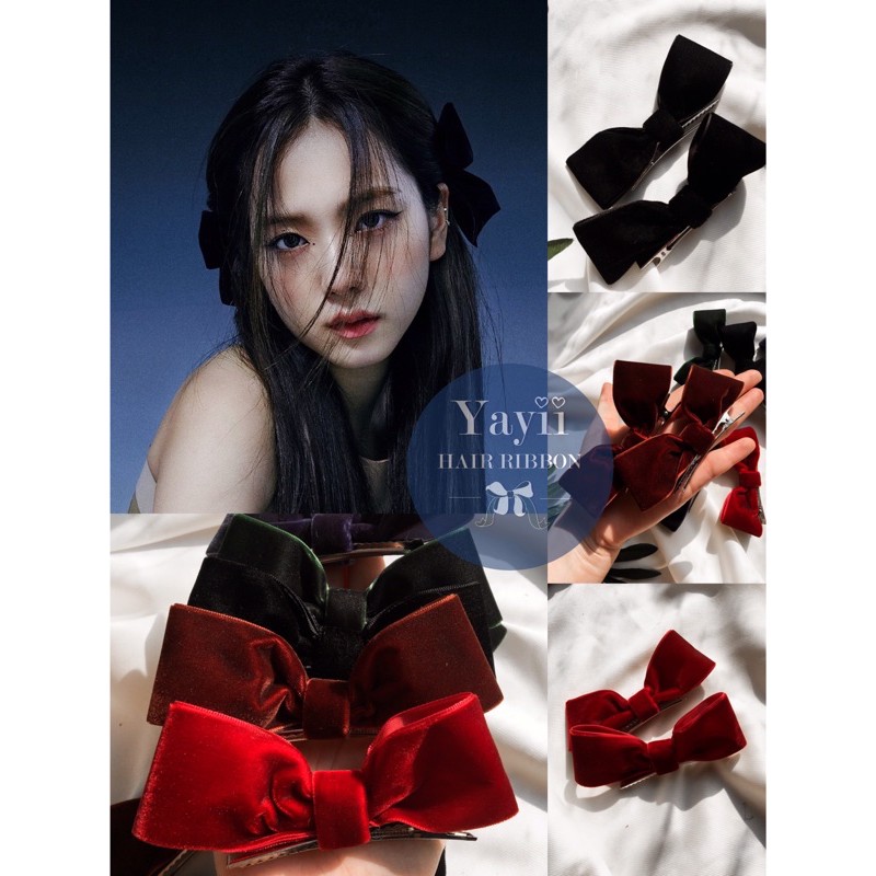 โบว์จีซู โบวติดผม ริบบิ้นกำมะหยี่ ติดได้2แบบ แบบข้าง เเละแบบโบว์ตั้ง ทรงสวยไม่ต้องจัดทรง‼️