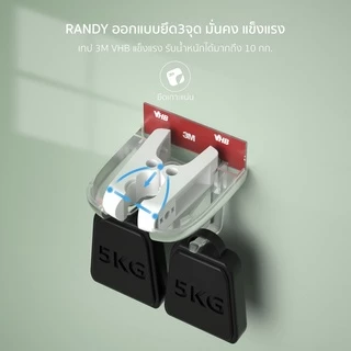 [🔥โค้ดลด]Randy ที่แขวนไม้กวาด ที่แขวนอเนกประสงค์ ตะขอเกี่ยวม๊อบติดผนัง ไม่ต้องเจาะ ติดง่าย