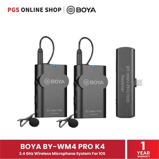 BOYA BY-WM4 PRO K4 (ไมโครโฟนไร้สายสำหรับอุปกรณ์ iOS) 2.4 GHz Wireless Microphone System For iOS