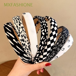 Mxfashione ที่คาดผมกันลื่นลายดอกไม้หัวใจสไตล์เกาหลีสีดําสีขาวสําหรับผู้หญิง