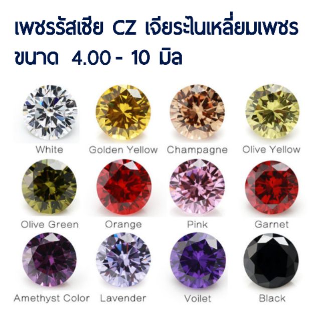 Mystic 7color Diamond CZ ขนาดกลม 7.00 มิล เพชรรัสเซียสีมิสติก เจียระไนเหลี่ยมก้นเพชร