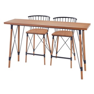 Table and chairs set 2-SEAT WOODEN BAR TABLE AND STOOL SET SPRING Outdoor furniture Garden decoration accessories ชุดโต๊