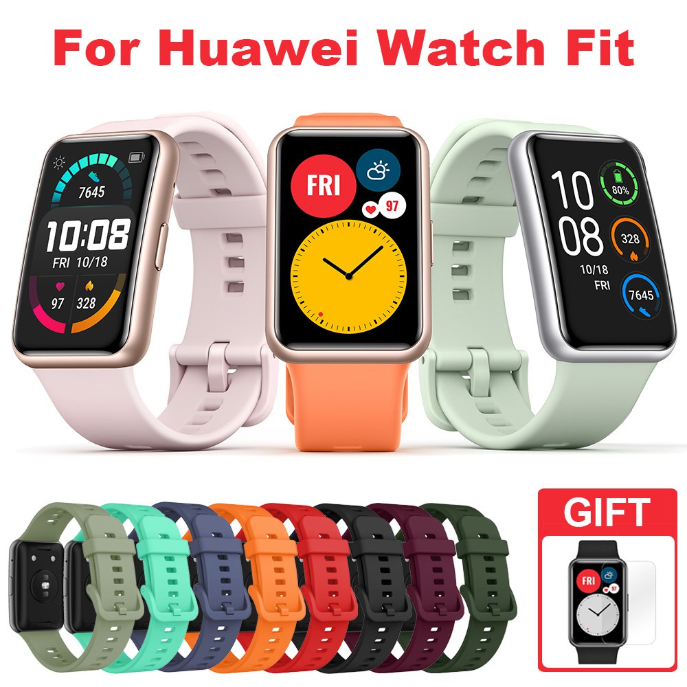 สายรัดทดแทนวงกีฬาซิลิโคนกันน้ําอุปกรณ์เสริมสําหรับนาฬิกา Huawei Fit / Huawei Watch Fit Special Edition / Huawei Watch Fit New