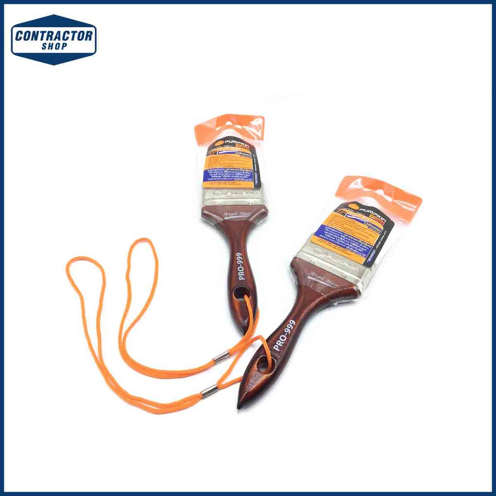 แปรง ทาสี ด้ามไม้ รุ่น ขนขาว ละเอียด Pumpkin (Angle Hair) ขนาด 2.1/2"  (2.5 นิ้ว) Pro-999 (30311)