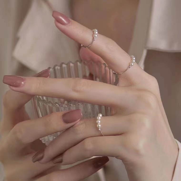 ใหม่ที่เรียบง่ายมุกเปิดแหวนอินแหวนแฟชั่นเครื่องประดับมือหรูหรา