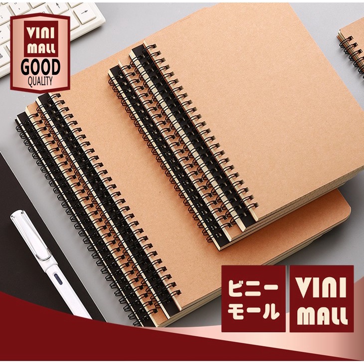 VINIMALL สมุดโน๊ต สมุดสันห่วงปกดำ ปกน้ำตาล ขนาด B5 A5 เส้นกราฟ มีเส้น สินค้าขายดี ART15
