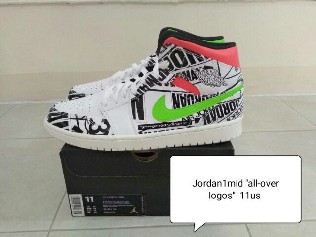 Beca hazlo plano Recuperar Nike air Jordan 1 mid "all-over logos" เบอร์ 11 us ของแท้ 100% ราคา 4,900  บาท | Shopee Thailand