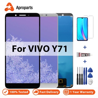 อะไหล่หน้าจอสัมผัส LCD ของแท้ พร้อมกาว แบบเปลี่ยน สําหรับ Vivo Y71 Y7 Y71i Y71A V1731B 1724 1801