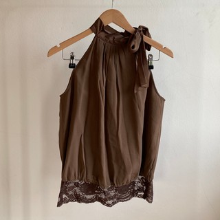 เสื้อคลองคอ Mango Brown Halter Top