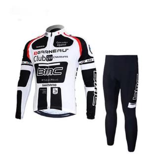 Mens Cycling Long Sleeve Breathable Jersey Gel Padded Long Pants Bicycle Clothing