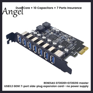 อะแดปเตอร์การ์ดขยาย USB 3.2 Pci Express Pci E เป็น 7 พอร์ต USB3 Gen1 Pci-E Extender Pci Express Card