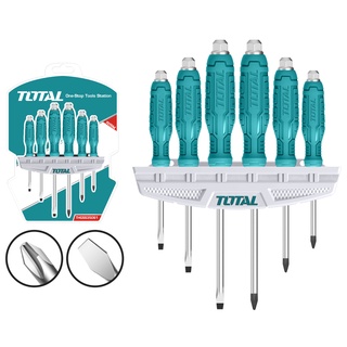 Total ชุดไขควง 6 ตัวชุด (ปากแบน + ปากแฉก) พร้อมแผงแขวนผนัง รุ่น THTDC250601 ( 6 pcs Screwdriver Set )