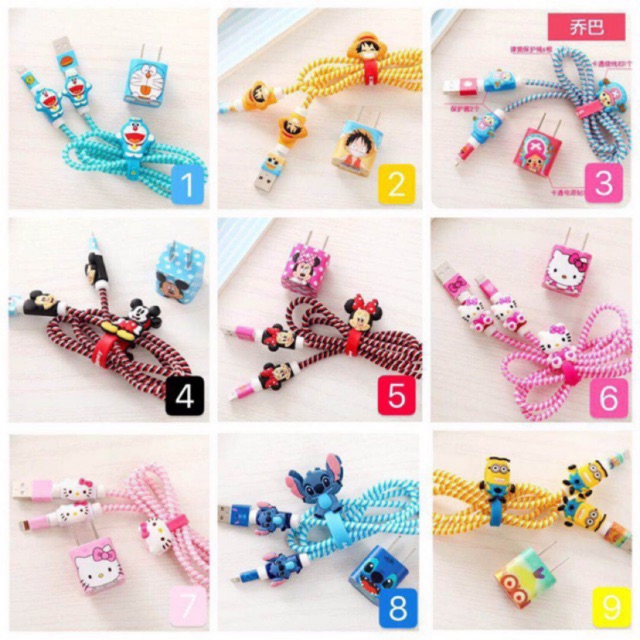 พร้อมส่ง ชุดถนอมสายพัน การ์ตูนกันสายหัก ชุดตกแต่งสายชาร์จ