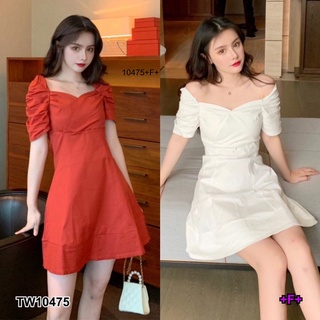 👗Pfashion [ส่งไว!!🚛] P10475 เดรสคอกว้างแขนทรงตุ๊กตา wide neck doll sleeves dress