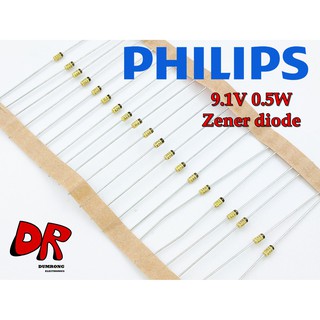 (20 ชิ้น) BZX79C9V1 PHILIPS ซีเนอร์ไดโอด 9.1V 0.5W zener diode