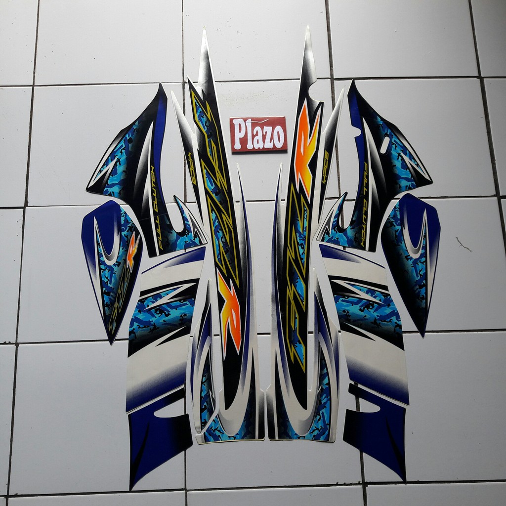 2005 f1zr แถบมอเตอร์ไซค์ สีขาว-น้ําเงิน