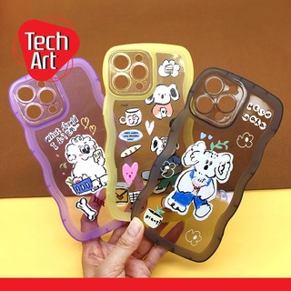 เคส 7+ / 11 / 13 / 13pro / 13promax  เคสมือถือ นิ่มใส กันกล้อง ขอบหยักสี ซิลิโคน TPU เคสสีใส พิมพ์ลายการ์ตูน