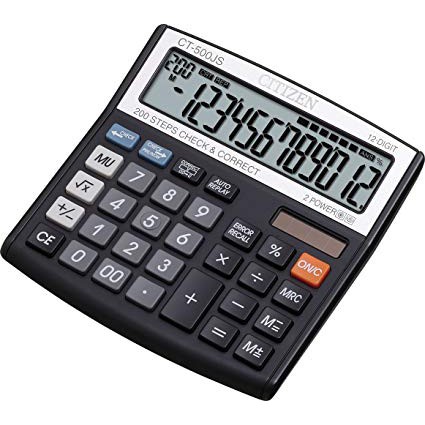 เครื่องคิดเลข Citizen รุ่น CT-500 JS สีดำ แสดงหน้าจอ 12 หลัก