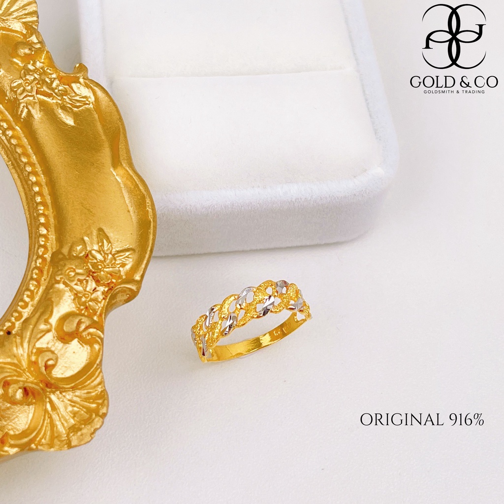 [Gold &amp; Co] ใหม่ แหวนงบประมาณ สีทองบริสุทธิ์ 916 (2C) 1.xx กรัม 916 2021